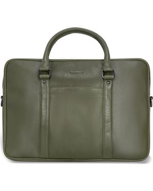 CHAMPS Compact Leather Slim Briefcase - Green