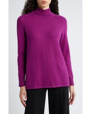 Eileen Fisher Turtleneck Organic Cotton & Recycled Cashmere Tunic Sweater - Purple