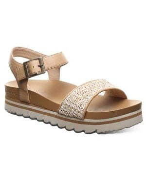 BEARPAW Orion Faux Leather Platform Sandal - Natural