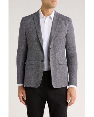 John Varvatos Herringbone Cotton & Linen Blend Sport Coat - Gray