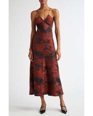 BITE STUDIOS Aquilone Strap Cutout Wool Jacquard Midi Dress - Red