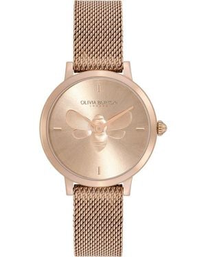 Olivia Burton Signature Bees Mesh Strap Watch, 28Mm - Metallic