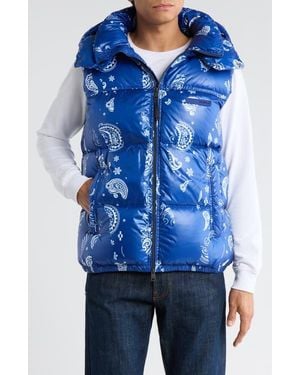 Purple Brand Hooded Down Puffer Vest - Blue