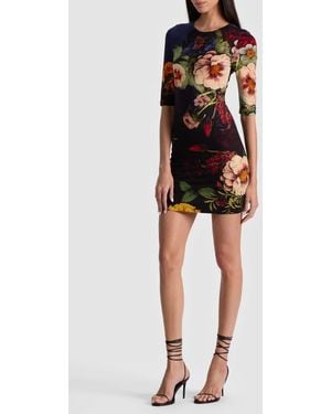 Alice + Olivia Magic Garden Gradient Delora Crewneck Mini Dress - Black