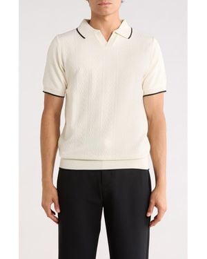 Tom Baine Johnny Collar Knit Polo Sweater - White