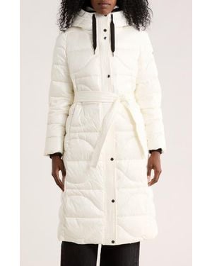 Vince Camuto Belted Maxi Puffer Jacket - Natural