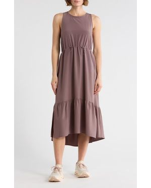 Zella Pursuit Tiered Midi Dress - Purple