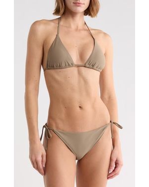 Vince Triangle Bikini Top & Side Tie Bottoms Set - Natural