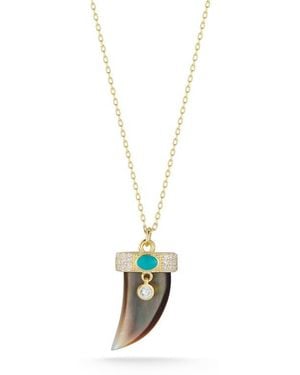 Sphera Milano Pavé Cz Horn Pendant Necklace - Metallic