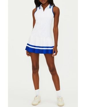 Beach Riot Bria Pleated Zip Front Minidress - Blue