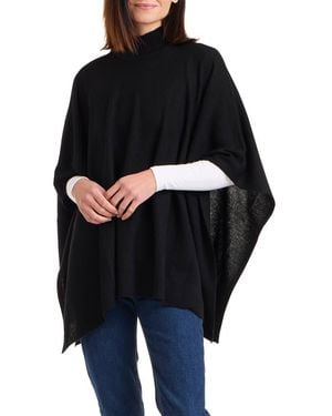 Bruno Magli Turtleneck Wool & Cashmere Poncho - Black