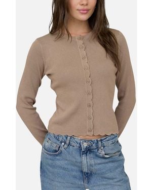 Blu Pepper Scallop Trim Cardigan - Gray