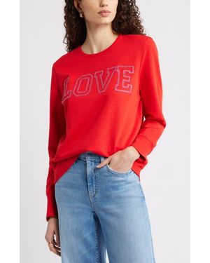 Caslon Love Metallic Embellished Sweatshirt - Red