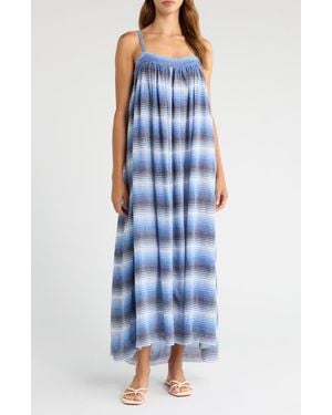 lemlem Eda Stripe Cotton Cover-Up Sundress - Blue