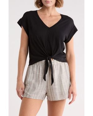 Bella Dahl Tie Front V-Neck T-Shirt - Black