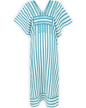 Saachi Striped Cotton Kaftan - Blue