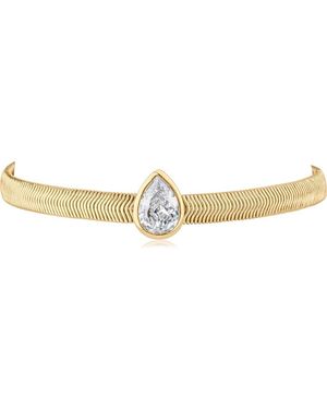 CZ by Kenneth Jay Lane Teardrop Cubic Zirconia Herringbone Chain Bracelet - Metallic