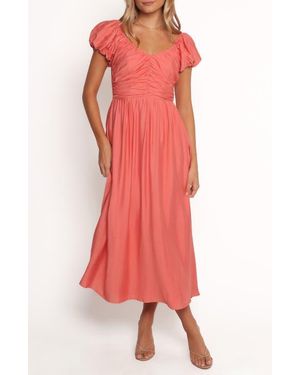 Petal & Pup Valeen Puff Sleeve Midi Dress - Red