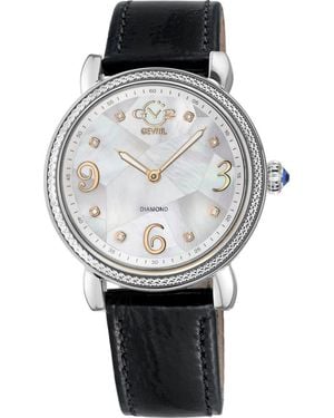 Gv2 Ravenna Swiss Quartz Diamond Accent Leather Strap Watch, 37Mm - Black