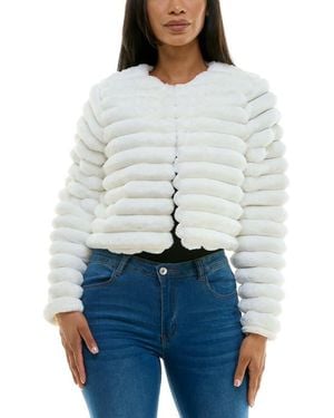 Nina Leonard Faux Fur Long Sleeve Bolero - Gray