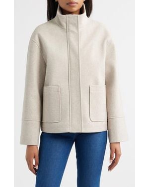 Sam Edelman Stand Collar Felt Jacket - White