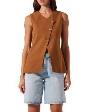 Astr Sonja Asymmetric Button Vest - Blue