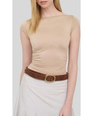 Blu Pepper Boat Neck Top - Natural