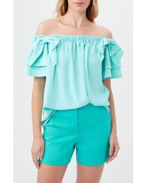Trina Turk Silia Off The Shoulder Top - Blue