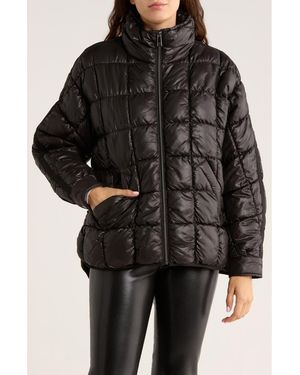BCBGeneration Zip Quilted Short Puffer Jacket - Black