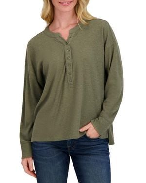 Lucky Brand Thermal Long Sleeve Henley - Green