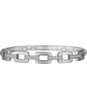 FZN Cubic Zirconia Link Bangle Bracelet - Metallic