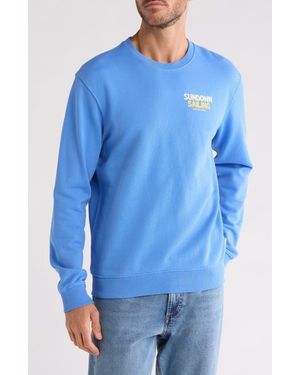 Scotch & Soda Boating Graphic Cotton Pullover Sweatshirt - Blue