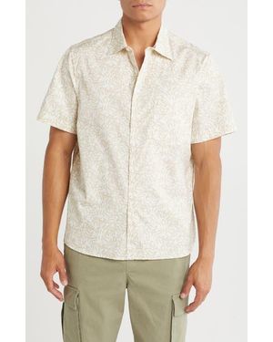 Nordstrom Rack Short Sleeve Cotton Poplin Button-Up Shirt - White
