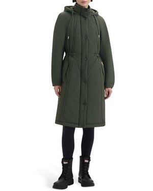 HUNTER Isabelle Water Repellent Crinkle Padded Coat - Green