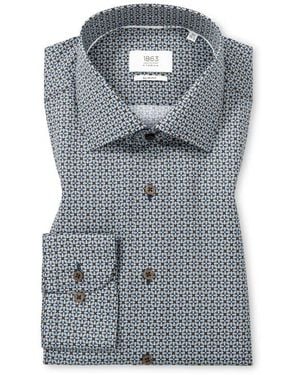 1863 by Eterna Slim Fit Printed Twill Shirt - Blue