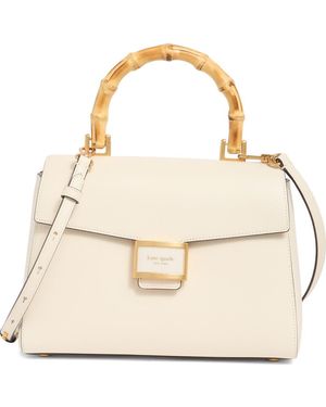 Kate Spade Katy Textured Leather Top Bamboo Handle Bag - Natural