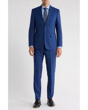 English Laundry Trim Fit Plaid Two-Piece Suit - Blue
