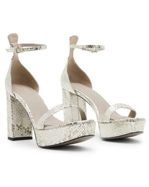 AllSaints Ziggy Snakeskin Embossed Platform Sandal - White