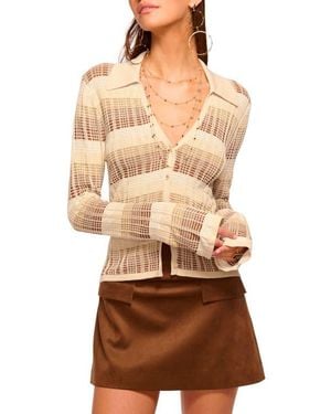 Ramy Brook Ivana Plaid Cotton Blend Cardigan - Natural