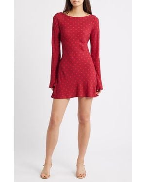 Princess Polly Good Graces Long Sleeve Minidress - Red