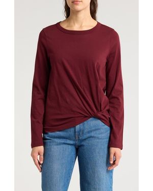 Madewell Front Twist Cotton Top - Red