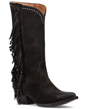 Frye Sacha Fringe Knee High Boot - Black