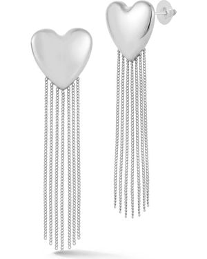 Sphera Milano Heart Tassel Drop Earrings - White