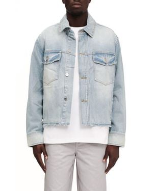 Purple Brand Cutoff Denim Shirt Jacket - Blue