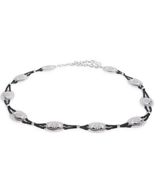 BCBGMAXAZRIA Leather Strand Western Concho Belt - White