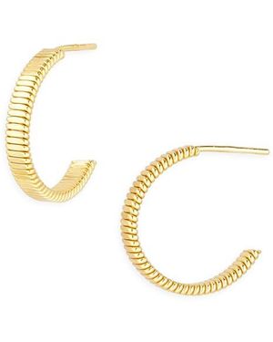 Argento Vivo Rib Cut Hoop Earrings - Metallic