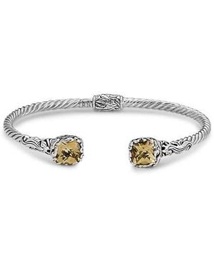 Samuel B. Sterling & 18K Citrine Seahorse Motif Hinged Bangle Bracelet - Yellow