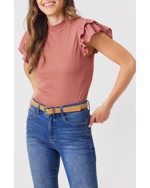 Angels Forever Young Reese Mixed Media Top - Blue