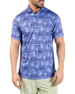 Tailorbyrd Abstract Orchid Print Performance Polo - Blue