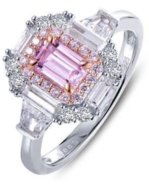 Lafonn Emerald Cut Simulated Diamond Halo Ring - White